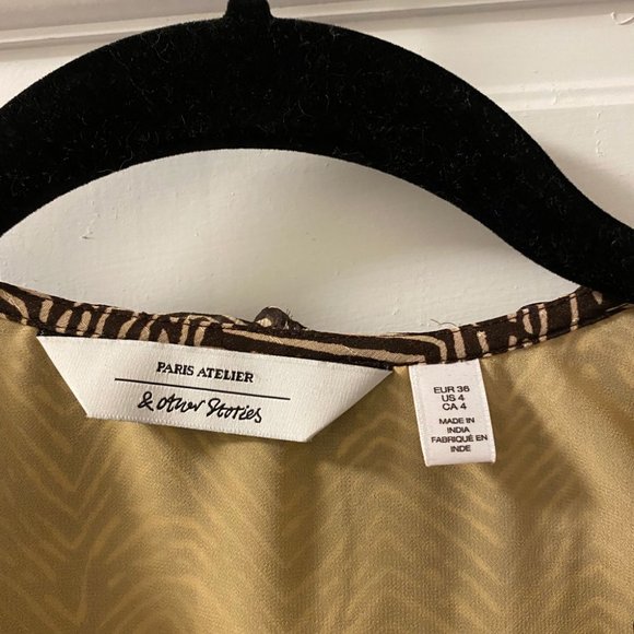 Other Stories Sheer Coffee Bean Print Wrap Blouse - Picture 6 of 8